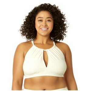 TIME & TRU 3X Plus 24W-26W Cream Vanilla Dream Pique Key Halter Bikini TOP NWT